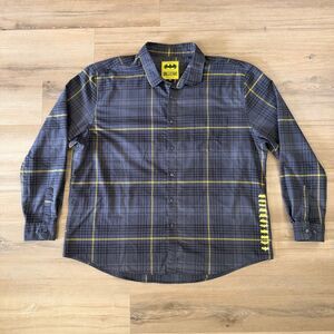 RSVLTS Batman Borlandflex Gray & Yellow Long Sleeve Flannel Caped Crusader Sz 3X
